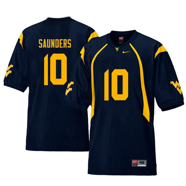 NCAA Men's Cody Saunders West Virginia Mountaineers Navy #10 Nike Stitched Football College Retro Authentic Jersey ZX23D26VO